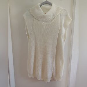 One A Cream Crochet Open Knit Sleeveless Poncho Wrap Sweater Top XL NWT